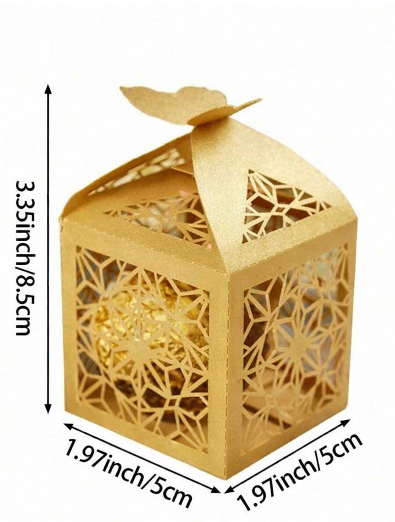 Eid giveaway gift boxes elegant oriental gold design with butterfly lid 25 pieces for sweets and presents - Image 2